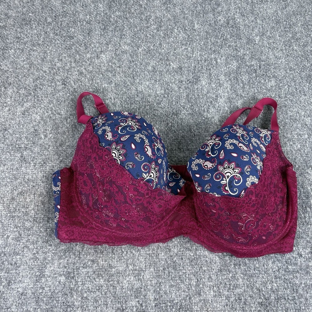 YOUMITA Push-Up Bra 40DD Pink Lace Paisley Boho Romantic Lingerie‎ Cottage